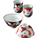 伊万里焼 色彩山茶花 睦揃 TG08-02 和陶器 和陶茶碗 茶碗、湯呑みセット