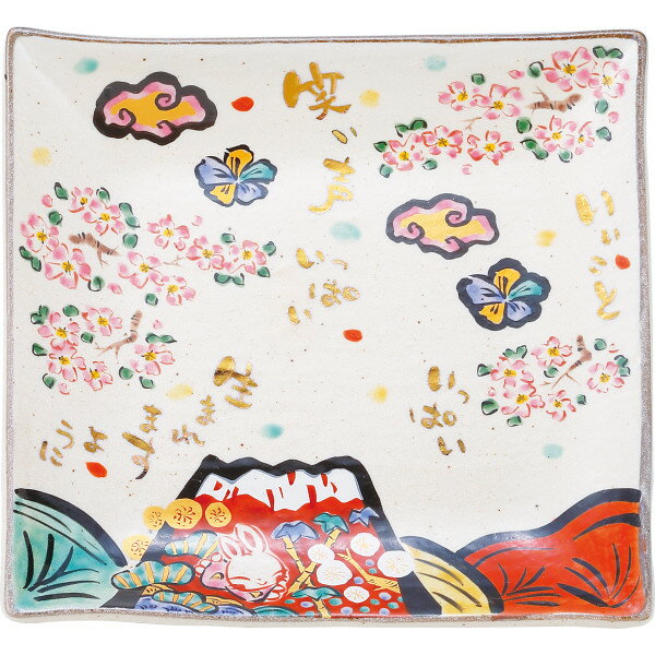 夕立窯 富士日記 角大皿 YK259 和陶器 和陶皿