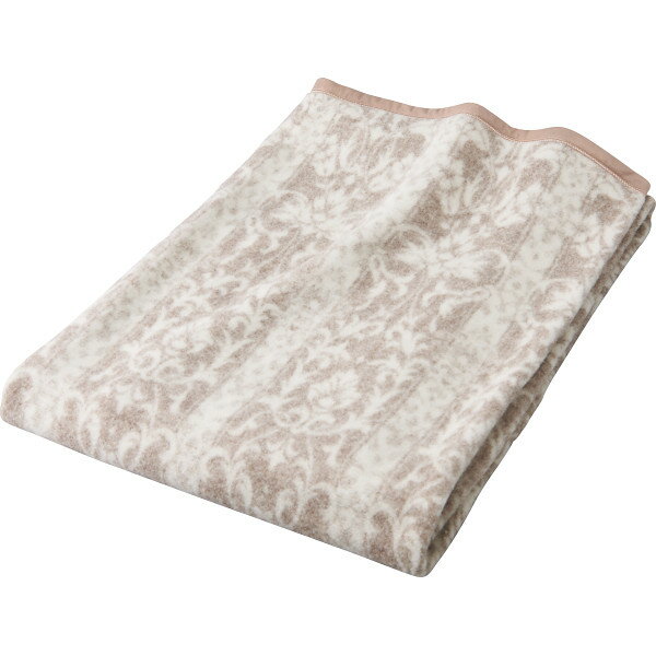 日本製 ジャカード織ウール毛布(毛羽部分) H-112 寝装品 毛布 純毛毛布