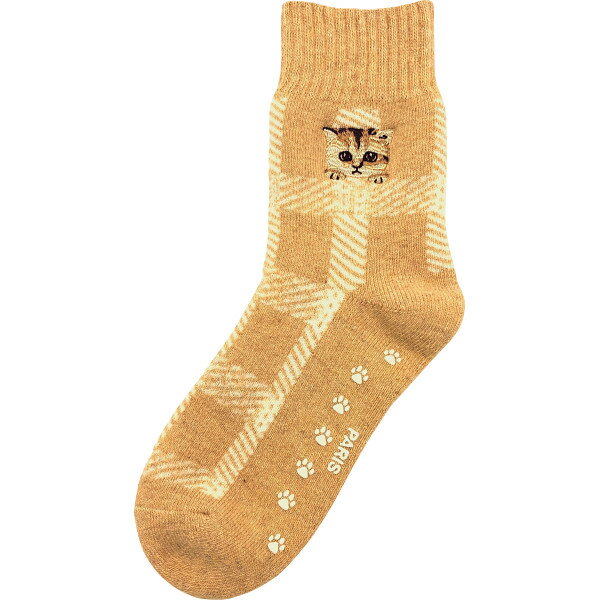 ポール&ジョー ルームソックス チェックヌネット刺繍 繊維装飾品 靴下 メンズカジュアル