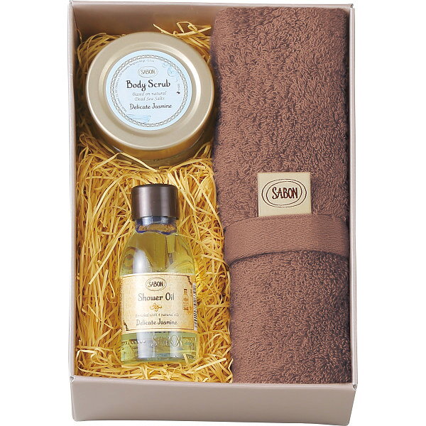 【送料無料】 SABON シャワーオイル50ml&ボディスクラブ60g&オーガニックタオル 装身具 化粧品 女性用化粧品 d-park-10317760 Drink&Dream「D-Park」楽天市場店 パッケージ画像