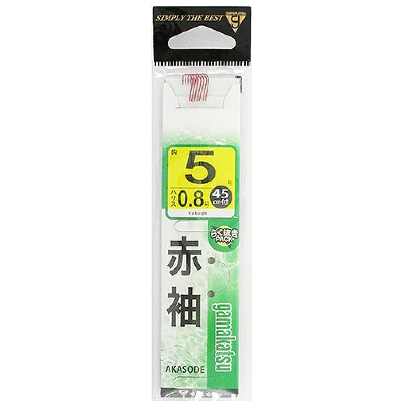 Rakuten - がまかつ 糸付 赤袖 針5号-ハリス0.8号 メール便