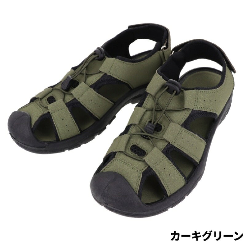商品説明タフに使える!つま先ガード付PVCソールのアウトドアサンダル。[JH-001][26new04]ITEM INFORMATIONサンダルのような通気性と、スニーカーのような安心感を両立した形状。ソールに耐久性抜群のPVC素材を採用。底減りしにくく、長時間の使用と安定した歩行をサポート。吸水性のないPVC素材は、塩や砂、汚れも付きにくく、汚れが気になったら水で丸洗い可能。【注意事項】本製品に使用しているPVC素材は、一般的なラバーに比べ表面が硬く滑らかです。そのため、水に濡れると摩擦力が著しく低下し、転倒する恐れがあります。特に苔や海藻が付着した岩場や濡れたFRP製のデッキ等は大変危険ですので、ご使用はお控えください。カラーカーキグリーンサイズ27cm素材1(アッパー)合皮85%、合成繊維15%素材2(ソール)PVC釣り方、フィールド堤防ウキ釣り釣り方、フィールド（詳細）堤防(サビキ・投げ・さぐり) イカ泳がせ・ヤエン エギング 落とし込み・ヘチ イカダ 投げ 船釣り(浅場) ソルトルアー(ショア) 淡水ルアータイドフォージ PVC サンダル 27cm カーキグリーンJAN4996774291156