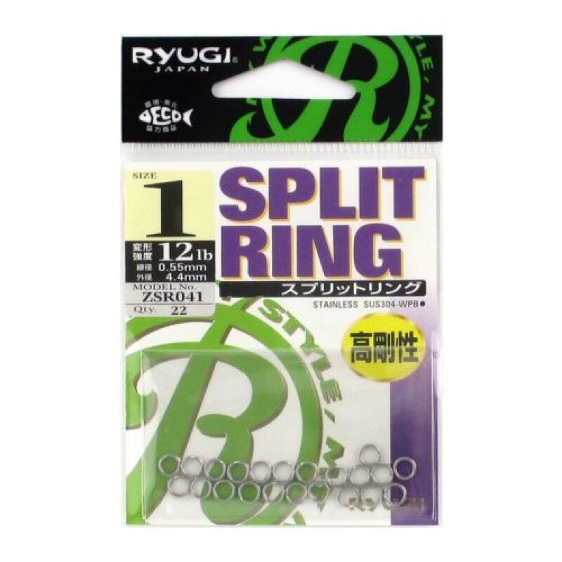 商品説明【ささめ針/SASAME】[RYUGI]ITEM INFORMATION[環境美化協力商品]線径0.55mm外径4.4mmサイズ#1釣り方、フィールド淡水ルアー代表対象魚ブラックバスリューギ スプリットリング ZSR041 #1JAN4941430201352