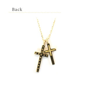 ネックレスダイヤモンドK1818金クロスシンプルダブルクロスネックレス0.14ctレディースプレゼントギフトボックス付き【送料無料/ラッピング無料】