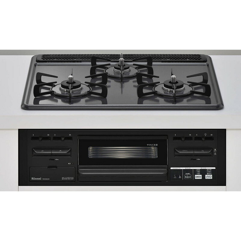 ※こちらの商品は「左右強火力」「都市ガス用」タイプです。 フラットなトッププレートで、清掃性を向上■万一の時にも安心、安全性を考慮した機能 ・すべてのバーナーに"温度センサー"を搭載、Siセンサーコンロ ・天ぷら火災を防ぎ、自動で温度制御する機能を搭載 ・万一の消し忘れに、自動消火機能搭載 ・万一立消えしても安全に ・焦げついたら、初期段階で自動消火 ・グリル過熱防止機能 ■幅広い火力を実現。効率的に楽しくお料理 ・Wワイド火力バーナーで強火からトロ火まで幅広い火力を実現 ・高温自動温度調節機能で、炒めものなど高温の調理もスムーズに ・お好みの温度でカラッと揚がる、温度調節機能 ・湯わかし機能 ・炊飯機能 ・グリルタイマー ■バーナーリング・天板一体タイプの新設計で清掃性を向上 ◇水無し片面焼グリルタイプ ◇メタルトップ：ダークグレー ◇前面パネル：ブラック ◇外形寸法(mm)：高さ269×幅596×奥行539 ◇トッププレート寸法(mm)：高さ13×幅593×奥行508 ◇グリル庫内寸法(mm)：高さ70×幅233×奥行388 ◇質量：13.0kg ◇使用電源：単一形アルカリ乾電池×2(DC3V)
