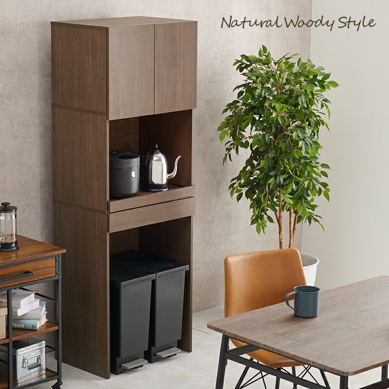 【メーカー直送】【代引不可】【日時指定不可】【北海道・沖縄・離島不可】萩原 キッチンラック ブラウン 組立式 幅約58cm 高さ約172cm RCC-1630BR-BS【KK9N0D18P】