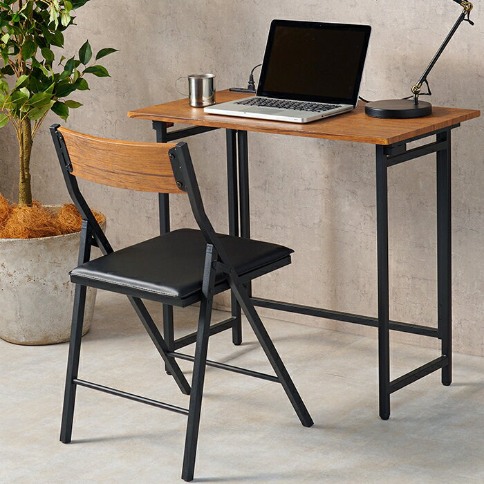 【メーカー直送】【代引不可】【日時指定不可】【北海道・沖縄・離島不可】萩原 折りたたみデスクチェアセット ブラウン 2点セット LDC-4778BR【KK9N0D18P】