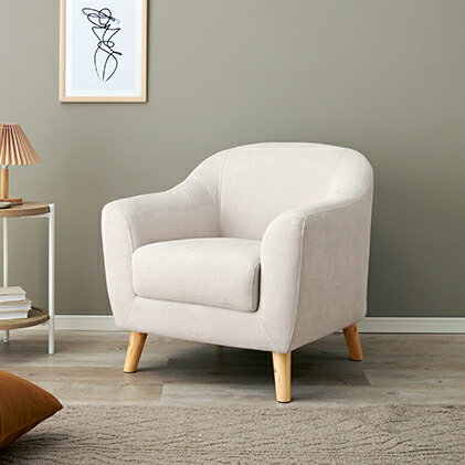 【7/30購入金額に応じ最大ポイント9倍！要エントリ】【メーカー直送】【代引不可】【日時指定不可】【北海道・沖縄・離島不可】萩原 エメル1P 1人掛けソファ アイボリー EMEL1P-IV