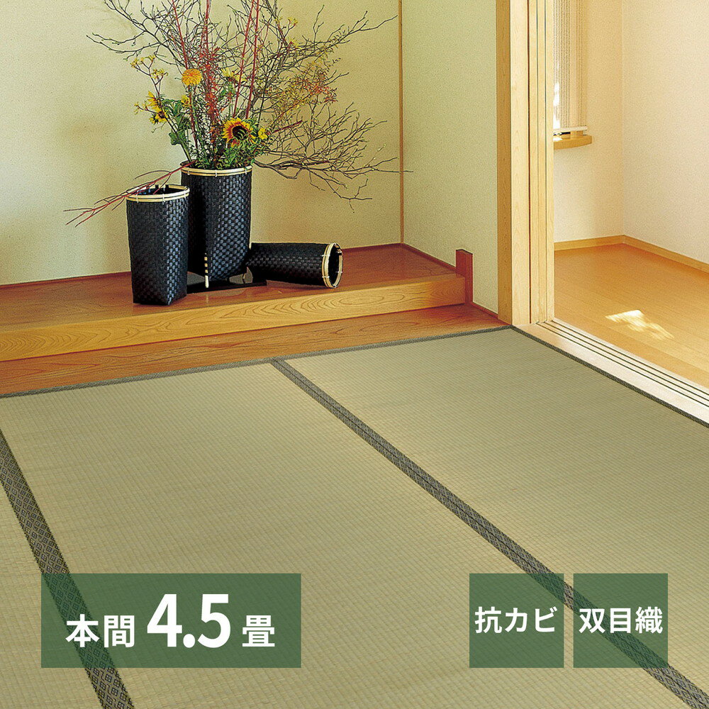 乐天商城 - 【5/15はエントリーで当店最大P6倍！】【メーカー直送】【代引不可】【北海道・沖縄・離島不可】萩原 柳川(やながわ) い草上敷き 本間4.5帖 約286×286cm 双目織 159051045