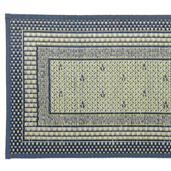 【2/1はエントリーでP4倍＆最大2000円クーポン開催】【メーカー直送】【代引不可】【日時指定不可】【北海道・沖縄・離島不可】萩原 国産い草玄関マット(裏貼り) エルモード ブルー 約70×120cm 81830202【KK9N0D18P】