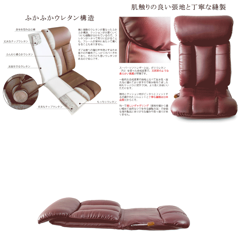 【3/10はエントリー&条件達成で最大ポイント7倍!】【メーカー直送】【代引不可】【日時指定不可】【北海道・沖縄・離島不可】宮武製作所 彩(いろどり) スーパーソフトレザー座椅子 ブラック 日本製 完成品 レバー式13段リクライニング YS-1310-BK [2]