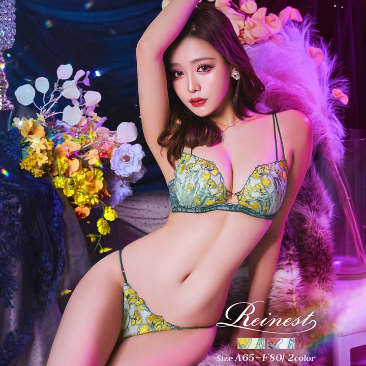 【1/21再販】クラッシービビッドフラワーブラジャーバック透けフルバックショーツ[Reinest](4)