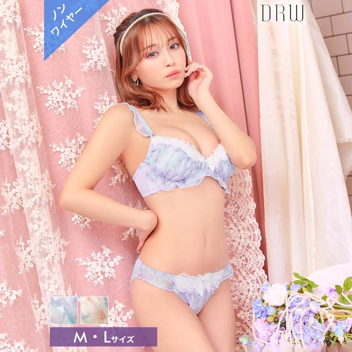 楽天DRW／ドロー 下着・ランジェリー店【5/9新作】[ノンワイヤー] スイートメルティブロッサムブラジャー&フルバックショーツ