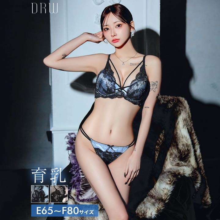 【EFサイズ】 ランジェリー 下着 レディース ブラジャー デイジーストア 即日発送 脇高 ショーツ ビターサテンコード育乳脇高ブラジャー&フルバックショーツ