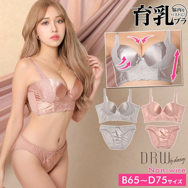 育乳ブラジャー脇高ブラジャーショーツセット補正下着ノンワイヤーラグジュアリーコルセットブラジャー&フルバックショーツ|大きいサイ