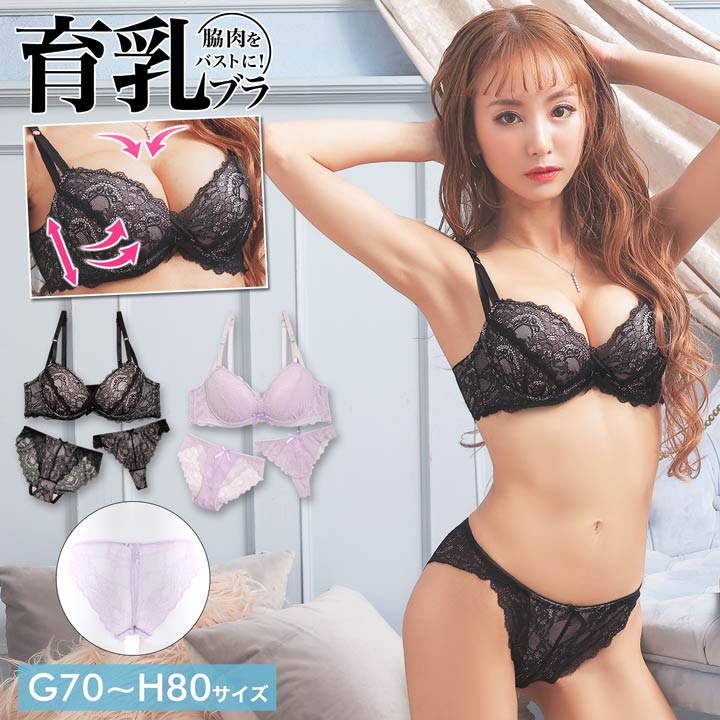 【P10倍＆クーポン配布！4日20:00〜11日1:59】育乳ブラ セットエレガンス レース 育乳 脇高 ブラジャー & バック透け フルバック & Tバック ショーツ | 大きいサイズ 脇高ブラ セット 脇高ブラ ショーツ セット ブラ 脇肉 ブラ ショーツのサムネイル