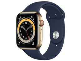 ★APPLE Apple Watch Series 6 GPS+Cellularモデル 44mm MJXN3J/A [ゴールドステンレススチールケース/ディープネイビースポーツバンド]
