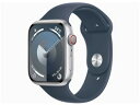 ★アップル / APPLE Apple Watch Series 9 GPS+Cellularモデル 45mm MRMH3J/A [シルバー/ストームブルースポーツバンド M/L]【送料無料】