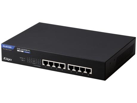 乐天商城 - ★エレコム PoE+対応 ギガビット8ポートスイッチングハブ EHB-UG2D08-PL ブラック【スイッチングハブ(ネットワークハブ)】【送料無料】