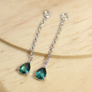 K18 K18YG K18PG K14WG グリーンクォーツ 3x4 ペアシェイプ チャーム