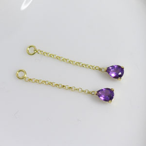 K18 K18YG K18PG K14WG アメジスト 3×4ミリ ペアシェイプ チャーム