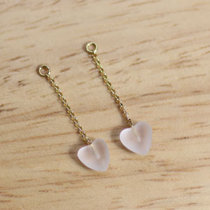 K18 K18YG K18PG K14WG フロスト水晶 6ミリ ハート ダブル カボッション チャーム