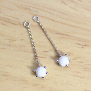 K18 K18YG K18PG K14WG ホワイトアゲート 4ミリ ラウンド カボッション ミルククラウン チャーム