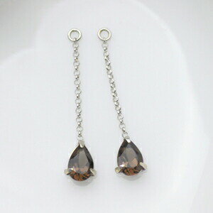 K18 K18YG K18PG K14WG スモーキークォーツ 6x4 ペアシェイプ チャーム