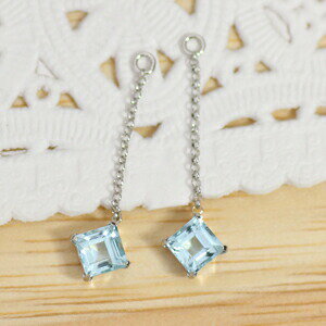 K18 K18YG K18PG K14WG アクアカラー スカイブルートパーズ 4ミリ スクエア チャーム