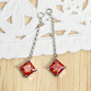 K18 K18YG K18PG K14WG (人工石) オレンジファイヤ キュービックジルコニア 4ミリ スクエア チャーム