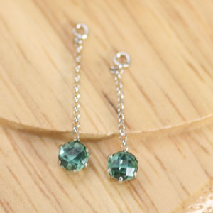 pt900 グリーンクォーツ 4ミリ ラウンド ダブルチェスカット チャーム