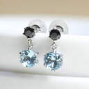 K18 K18YG K18PG K14WG オニキス×アクアカラースカイブルートパーズ ツインラウンド ピアス