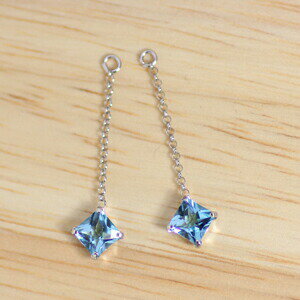 K18 K18YG K18PG K14WG スイスブルートパーズ 4ミリ スクエア プリンセス チェス カット チャーム