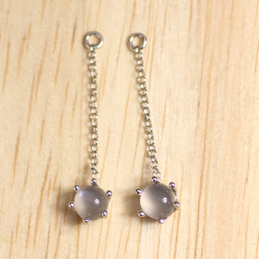 K18 K18YG K18PG K14WG グレームーンストーン 4ミリ ラウンド カボッション ミルククラウン チャーム