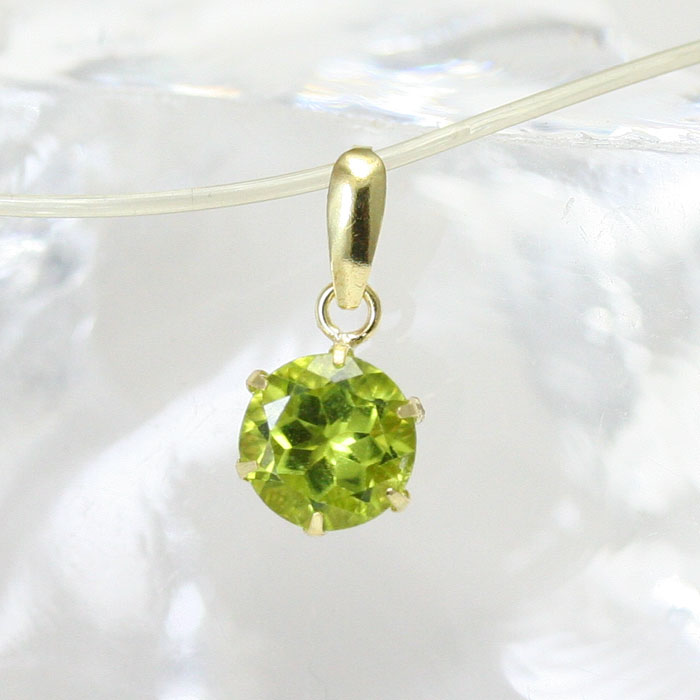 K18 K18YG K18PG K14WG ペリドット 6ミリラウンド ペンダントトップ