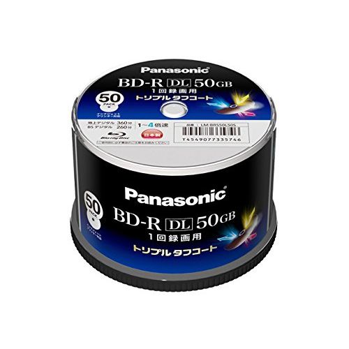 Panasonic 録画用4倍速ブルーレイディスク片面2層50GB(追記型)スピンドル50枚 LM-BRS50L50S