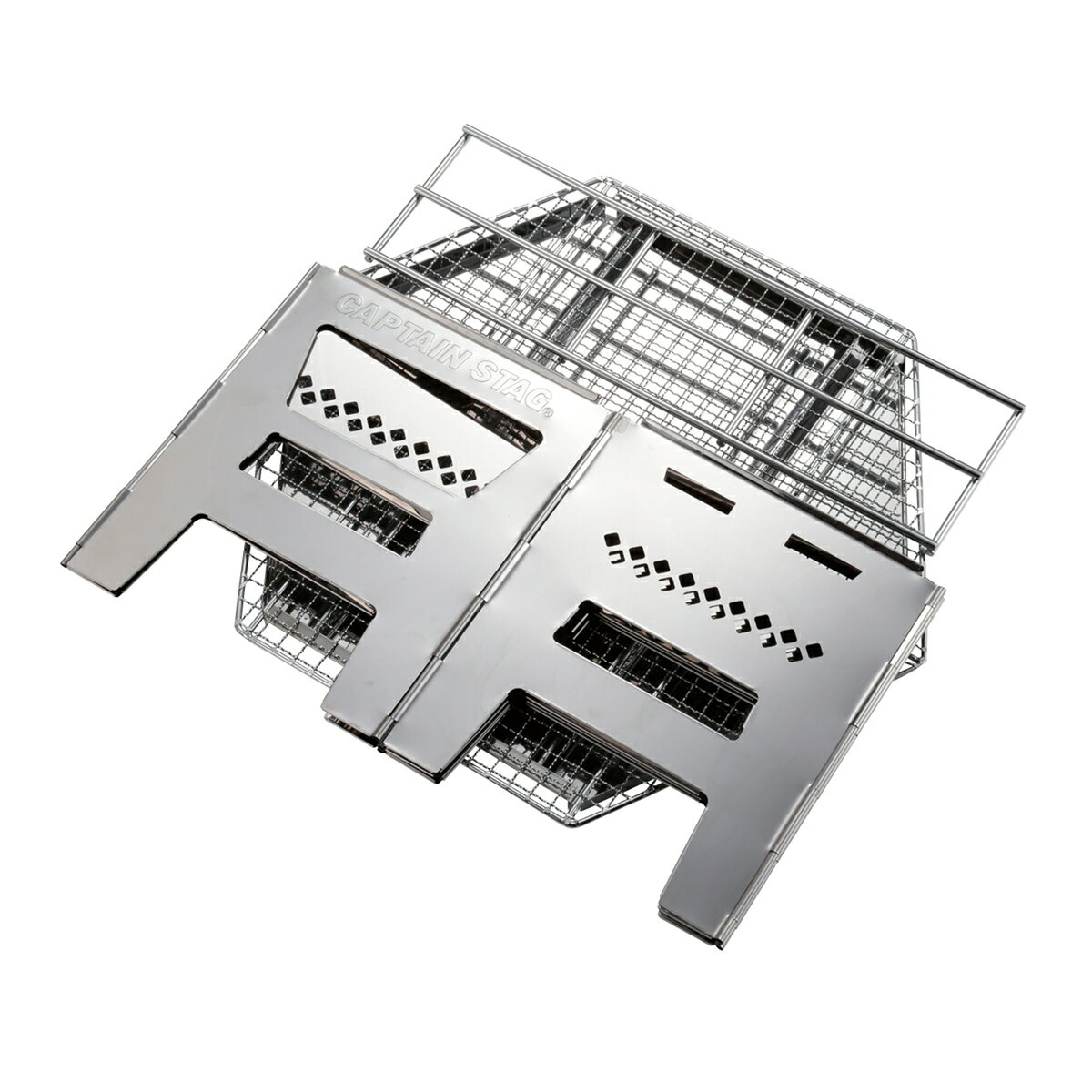 キャプテンスタッグ(CAPTAIN STAG) バーベキューコンロ 焚火台 ダッチオーブン 煮炊き 1台4役 ヘキサステンレス カマドグリル 継ぎ足し口・ゴトク・バッグ付き UG-73 アウトドア アウトドア用品 キャンプ用品 レジャー用品