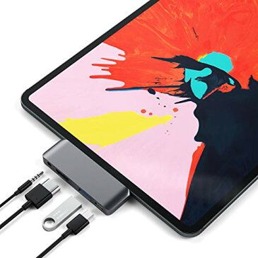 Satechi アルミニウム Type-C モバイル Proハブ USB-C PD充電 4K HDMI USB 3.0 3.5mm ヘッドホンジャック (2018 iPad Pro%カンマ% Microsoft Surface Go対応） (スペースグレイ)