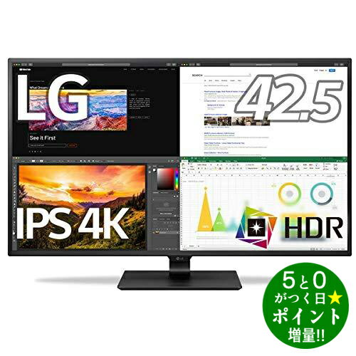 【6/1限定★P最大5倍+最大2000円OFFクーポン】LG PCモニター 43UN700-BAJP 42.5型 USB-C接続 4Kモニター ワイド液晶ディスプレイ