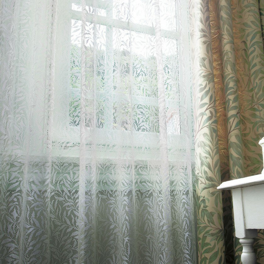 ウィリアムモリスデザインスタジオ ウィローボウ MM3167▼スタンダード縫製 下部3ッ折 約2.5倍ヒダ 両開き オーダー シアー レースカーテン▼タテ使い 川島織物セルコン【カーテン幅4150〜4720×カン下寸法1210〜1400mm】