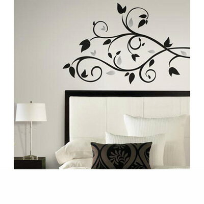 ▼ウォールステッカー ブラックスクロール ウィズ ホイル リーブス★Black Scroll with Foil Leaves ルームメイツ▼(RoomMates ルームメイツ 簡単 はがせる 楽しい 雰囲気) ▼ルームメイツ▼