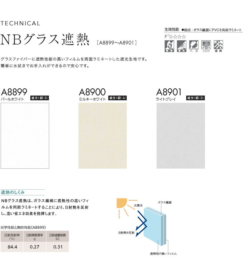 ニチベイ ソーラーV 標準N 100mm巾ルーバー 片開き NBグラス遮熱 A8899〜8901 抗菌 水拭き 遮熱 業務用タテ型ブラインド【見積り用】