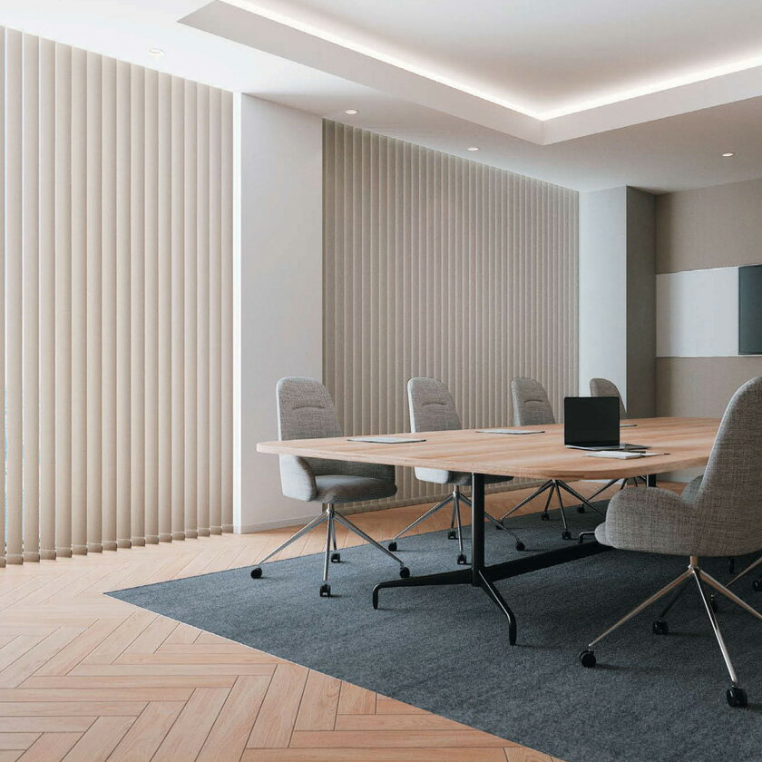 業務用タテ型ブラインド▼ソーラーV カーブN 100mm巾ルーバー 両開き▼ニチベイ ラフィー遮光抗ウイルス A8869～8871抗菌 制電 抗ウイルス【製品幅500～1000×製品高さ2010～2500mm】