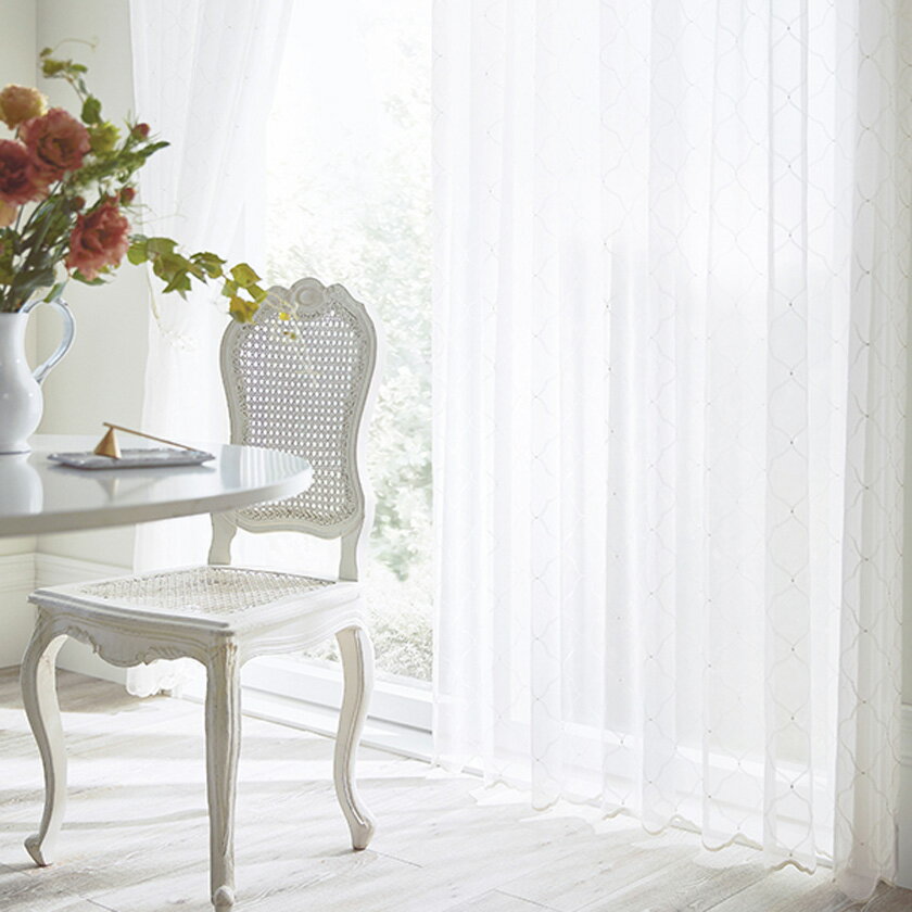 ▼サンゲツ AC オーダーカーテン SS仕様(スタンダード)約2倍ヒダ 裾:刺繍仕上げ ▼AC2498 シアー・レース【カーテン幅351～400×カン下寸法181～200cm】