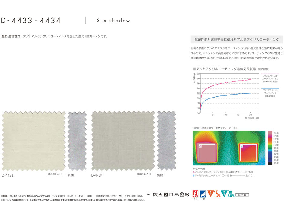 MODE S カーテン▼サンシャドー縫製(約2倍ヒダカーテン)本縫い ウェーブ加工なし▼スミノエ モードエス【カーテン幅351～420×カン下寸法161～180cm】サンシャドーシリーズ D-4433～4434 ドレープ 日本製