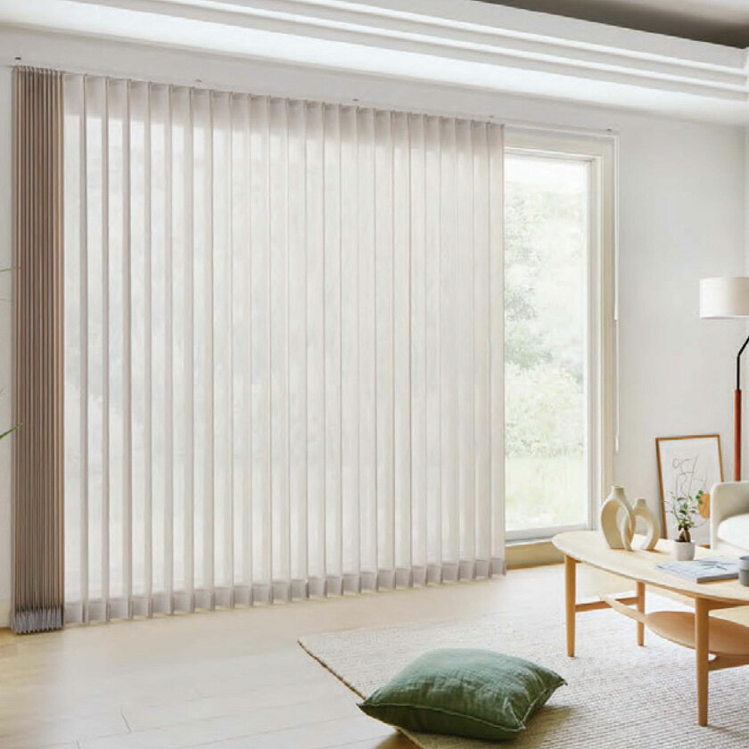 タテ型ブラインド ネジ止め式▼ラインドレープ ワイドスラット仕様 コード操作 80mm幅用ハンガーレールに100mmスラット▼タチカワブラインドレースシリーズ リノレ LD-6612～6614【製品幅3601～4000×製品高さ400～1000mm】