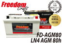 FREEDOM CRAFT バッテリー フリーダムクラフト LN4 AGM 80Ah 800CCA FD-AGM80 韓国製VARTA バルタ 互換 580901080アイドリングストップ車対応廃バッテリー回収 カーバッテリー 輸入車 外車 自動車 欧州車 回収 BLA-80-L4