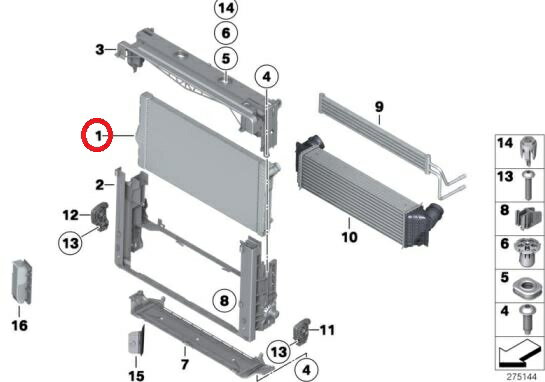 BMW(ビーエムダブリュー)ラジエター優良品（社外品） 新品5シリーズ F07 F10 F11 7シリーズ F01 F0217118615426