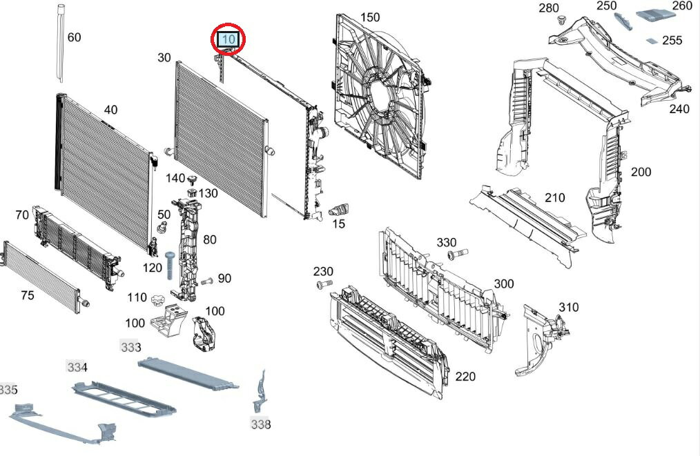 Mercedes-Benz（メルセデスベンツ）ラジエター 優良品 社外品 新品Eクラス/Sクラス/GLEクラス/GLCクラス/CLSクラス/VクラスW213/W217/W222/W238/W253/W257/W4470995007100